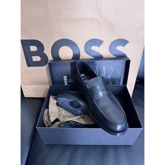 $499 BOSS Dressletic Men\'s Dark Black Loafers Slip-On Shoes Size 12 main image 7